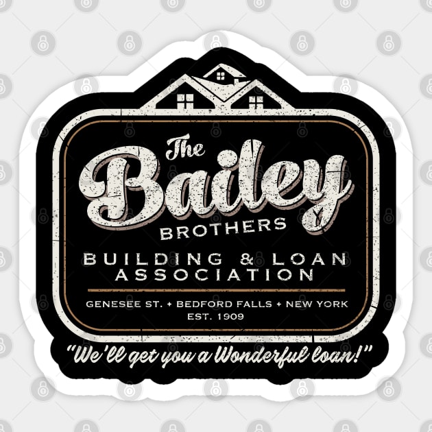 The Bailey Brothers It's A Wonderful Life Sticker by Alema Art